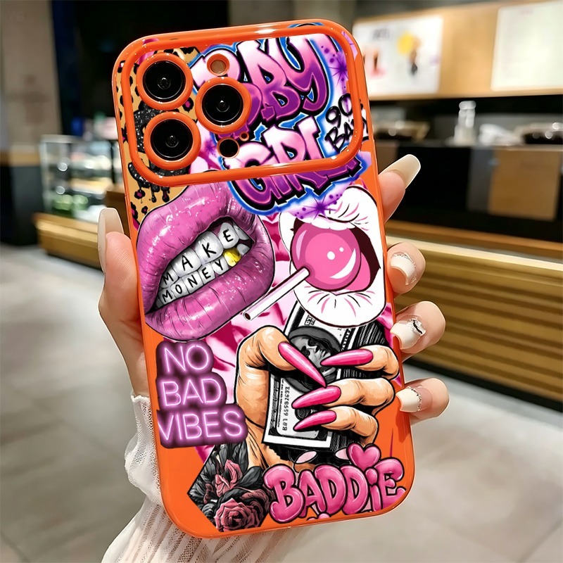 Phone Accessories Kiosk - Hiphop roze lippen baby meisje graffiti