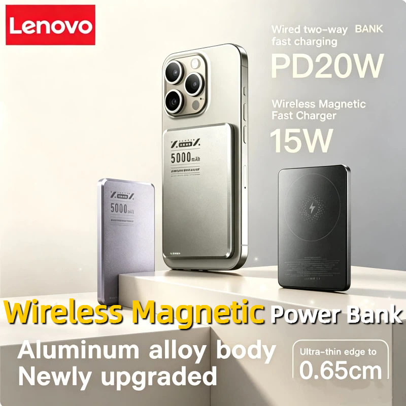 Power Bank Slim - Lenovo10000mAh Ultra Slim Magnetische PowerBank Qi2