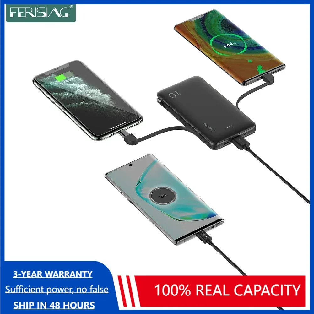 Power Bank Slim - FERISING 3IN1 10000mAh Power Bank Slanke