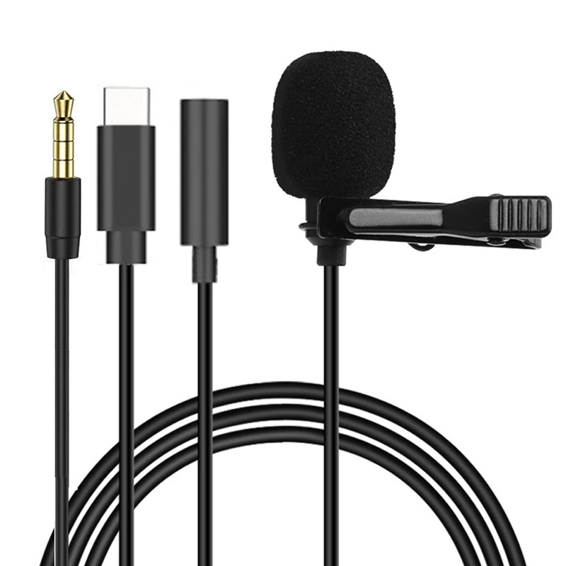 Type C Adapter - 1.5m Mini Draagbare Lavalier Microfoon Condensator