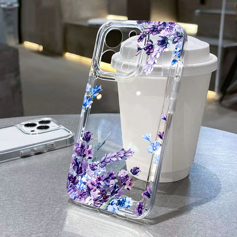 Phone Accessories Kiosk - Paarse Bloem Zachte TPU Telefoonhoesje Voor