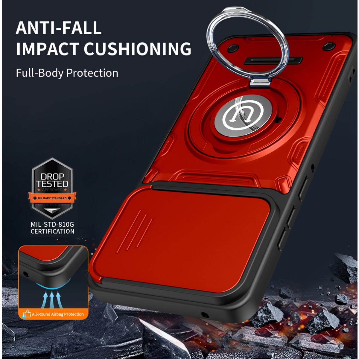 Stootvaste telefoonhoes met ri - Phone Ring Holder recensie en prijs